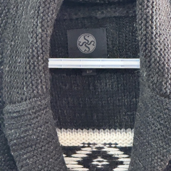Black and White Nordic Pattern Cardigan Sweater - Picture 3 of 4
